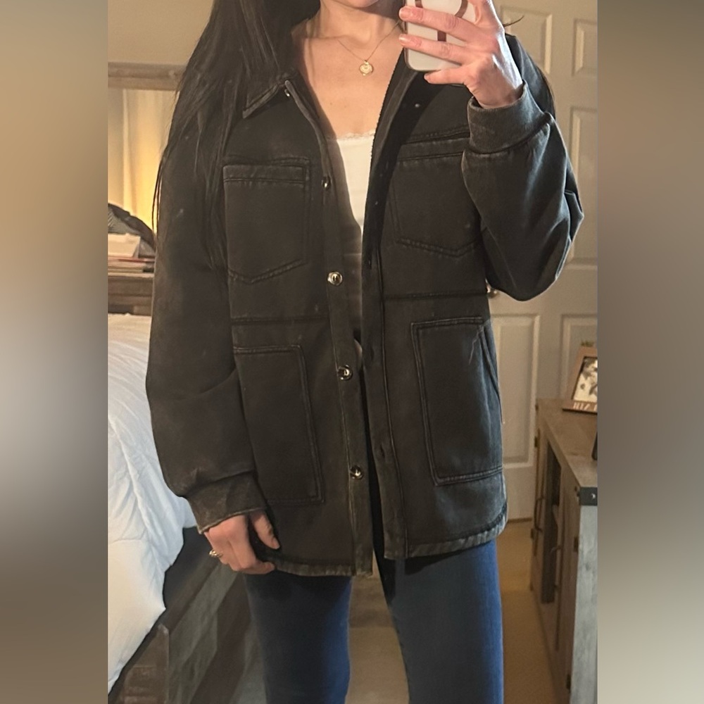 BiBi Black Lightweight Shirt Jacket Quilted Relaxed Fit